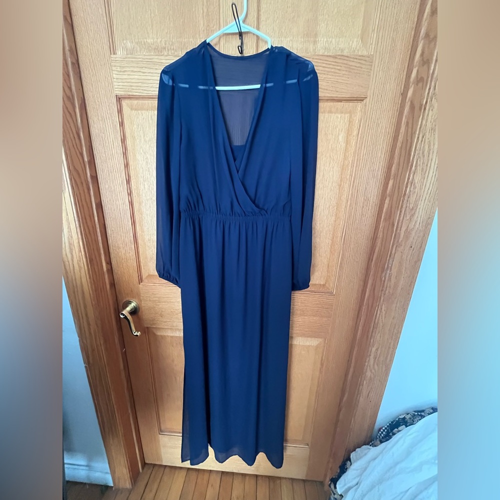Adrianna Papell Deep Blue Long Sleeve Dress